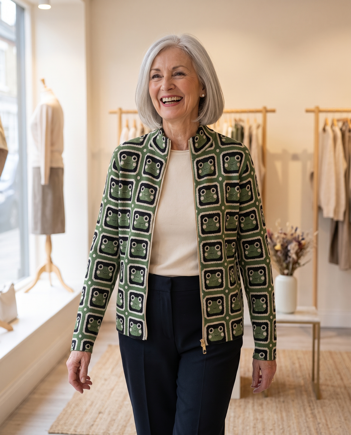 SABINE | RETRO TILE ZIP CARDIGAN