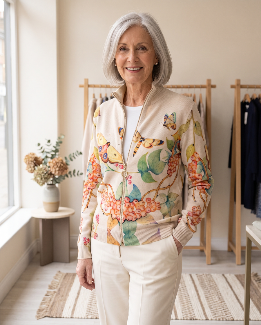 ISOLDE | BUTTERFLY GARDEN ZIP CARDIGAN