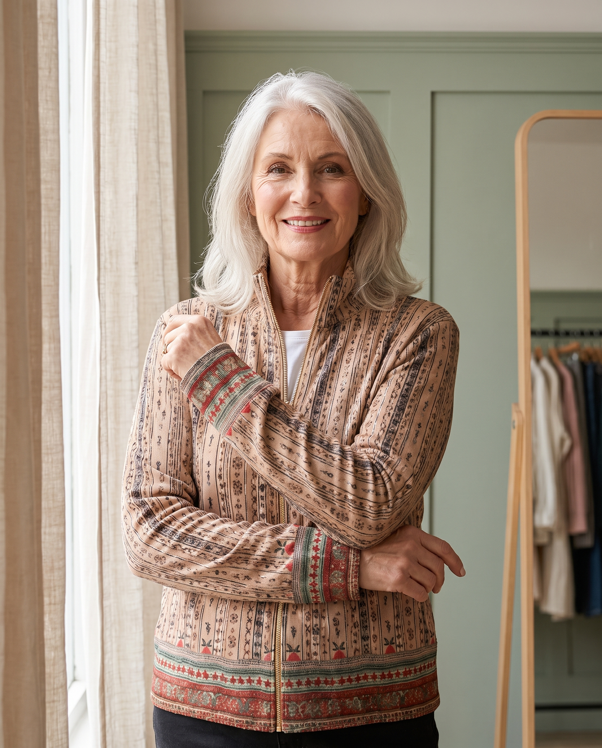 PERPETUA | WOVEN STRIPE ZIP CARDIGAN