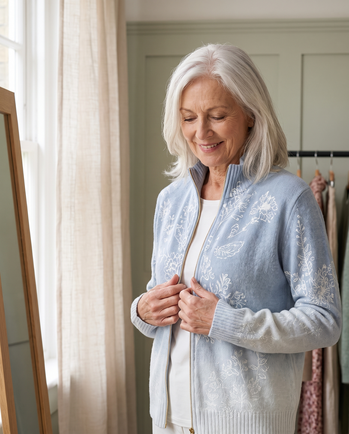 ROSAMUND | FROSTED BLOOM ZIP CARDIGAN