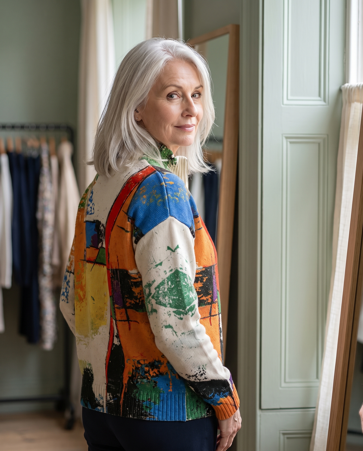 SERAPHINE | PAINTED CANVAS ZIP CARDIGAN