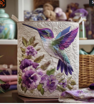 Eudora™ | Hummingbird Blossom Quilted Laundry Basket