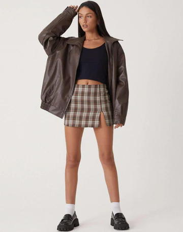 Women's Oversized Leather Jacket with Collar