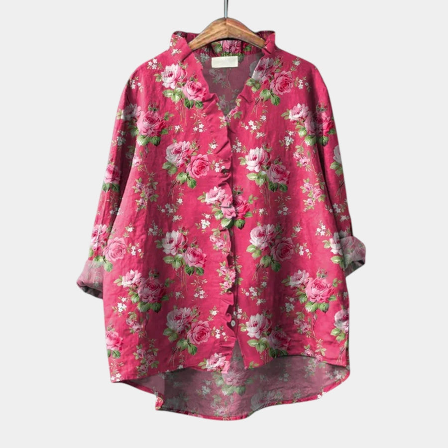 Ameilia | Fuchsia Rose Print Blouse