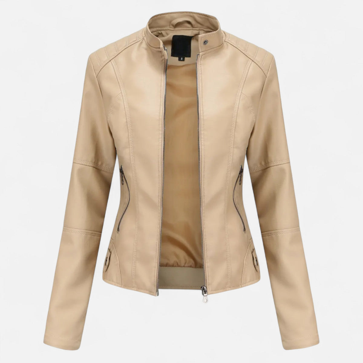 Zuri | Cropped Zip-Up Leather Jacket For Women