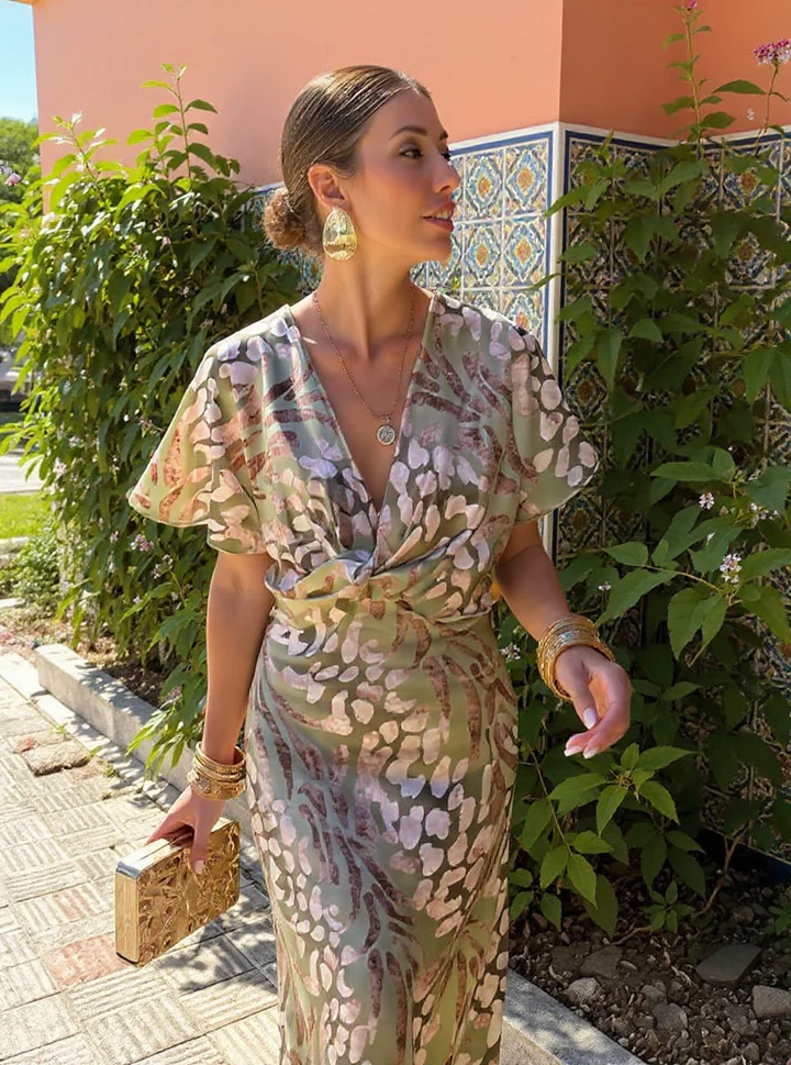 Higinia | Abito Midi Donna Stampa Rame