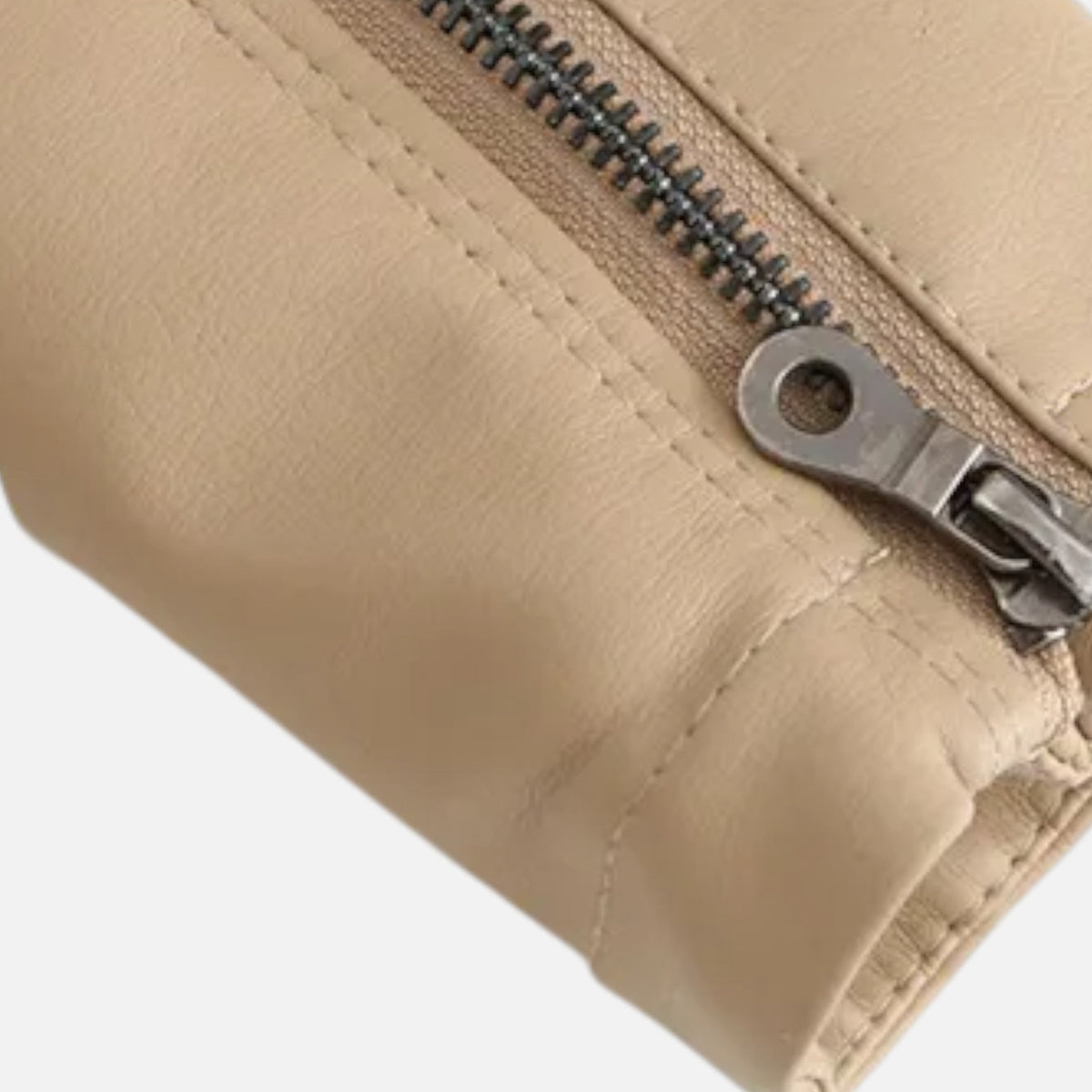 Zuri | Cropped Zip-Up Leather Jacket For Women