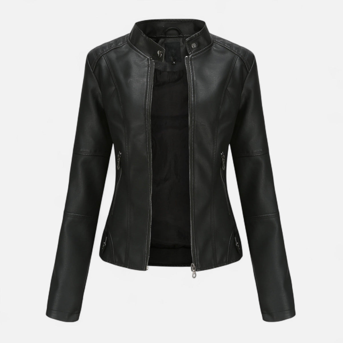 Zuri | Cropped Zip-Up Leather Jacket For Women