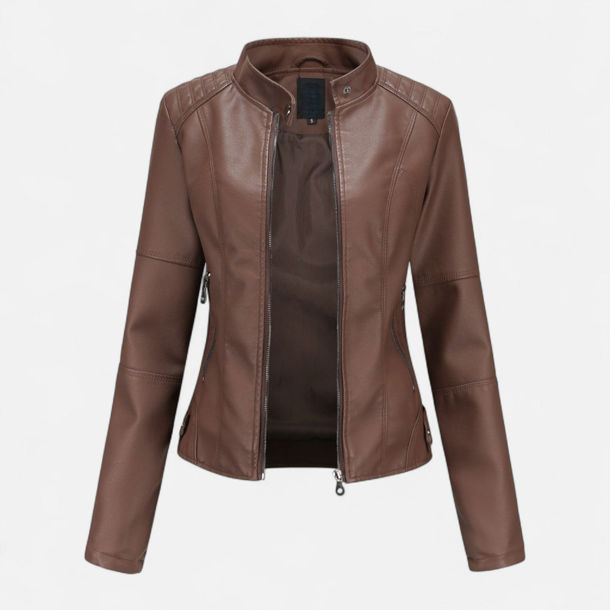 Zuri | Cropped Zip-Up Leather Jacket For Women