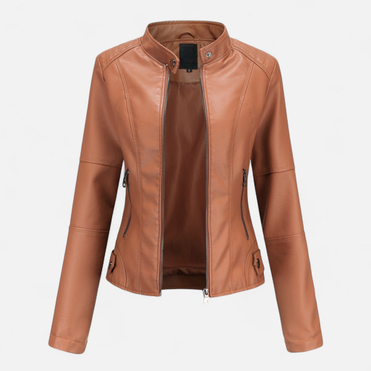 Zuri | Cropped Zip-Up Leather Jacket For Women
