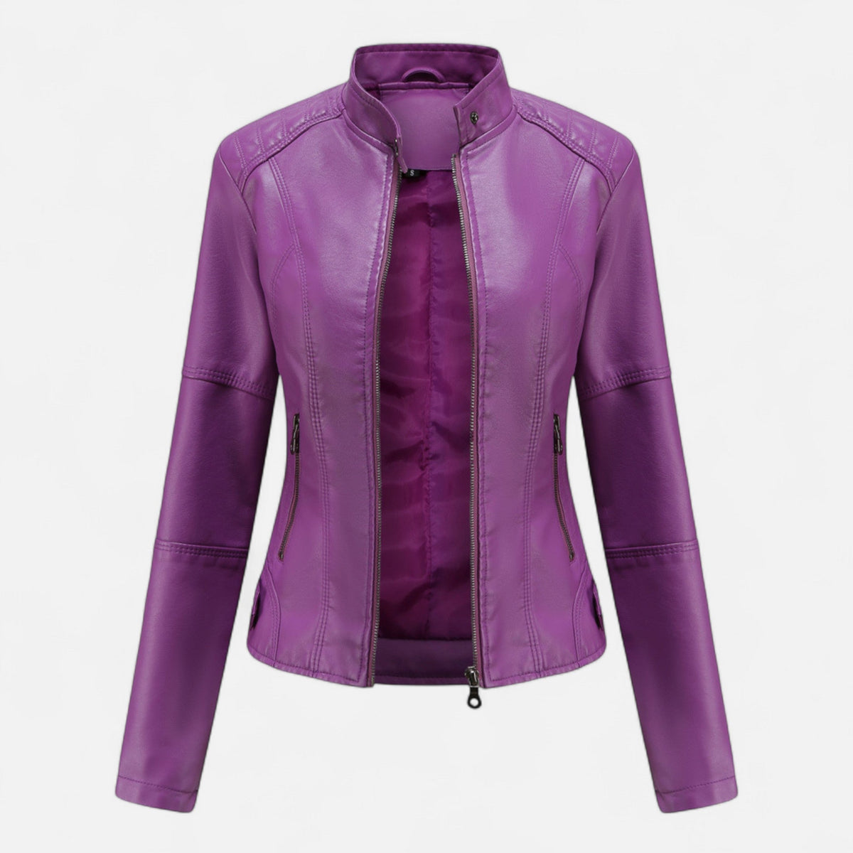 Zuri | Cropped Zip-Up Leather Jacket For Women