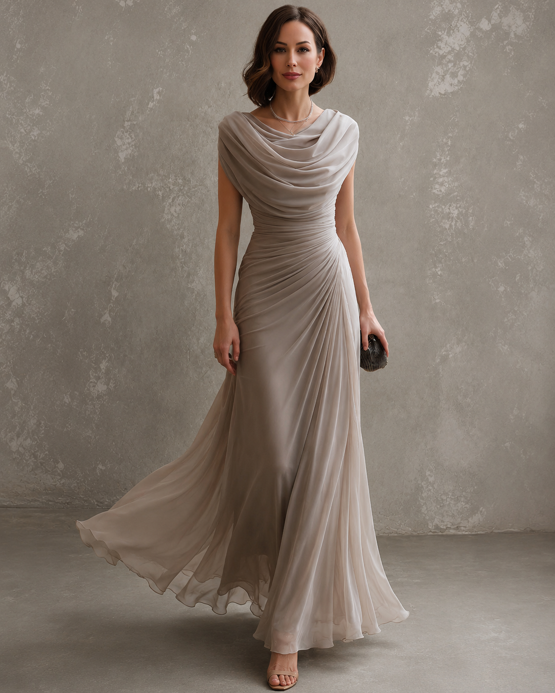 Maëlle | Abito Lungo Donna Drappeggiato Senza Maniche
