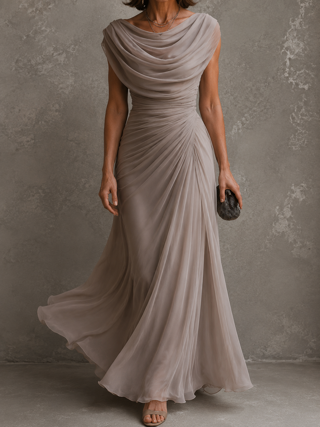 Maëlle | Abito Lungo Donna Drappeggiato Senza Maniche