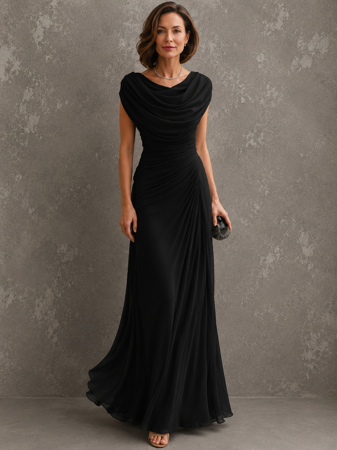 Maëlle | Abito Lungo Donna Drappeggiato Senza Maniche