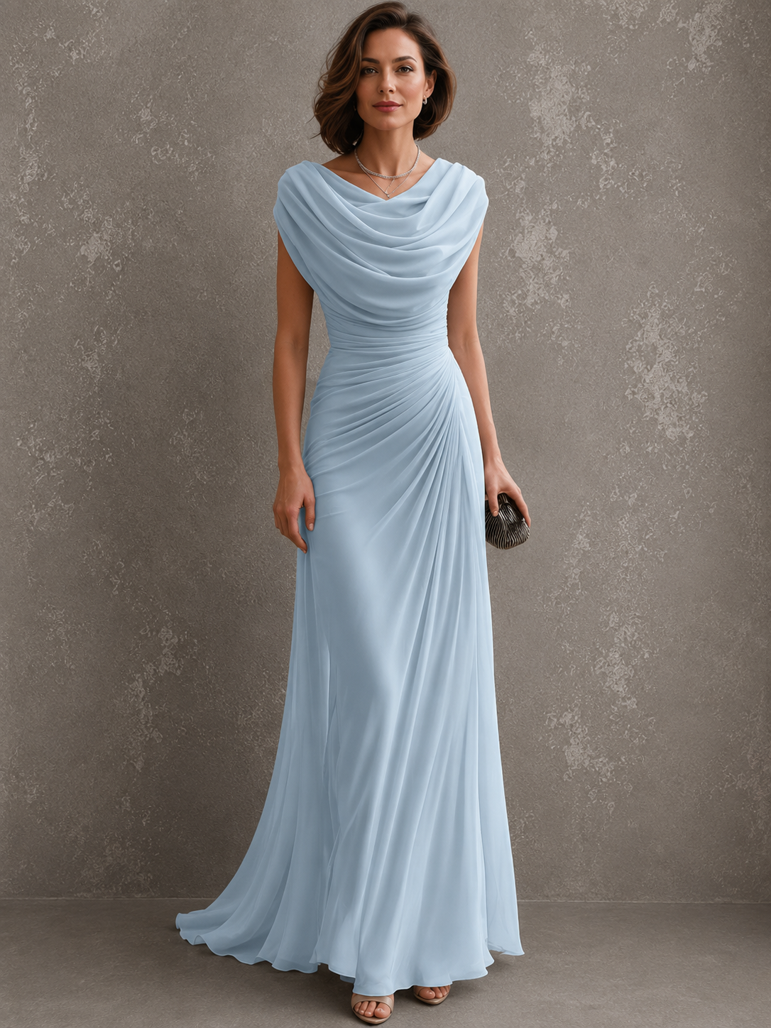 Maëlle | Abito Lungo Donna Drappeggiato Senza Maniche