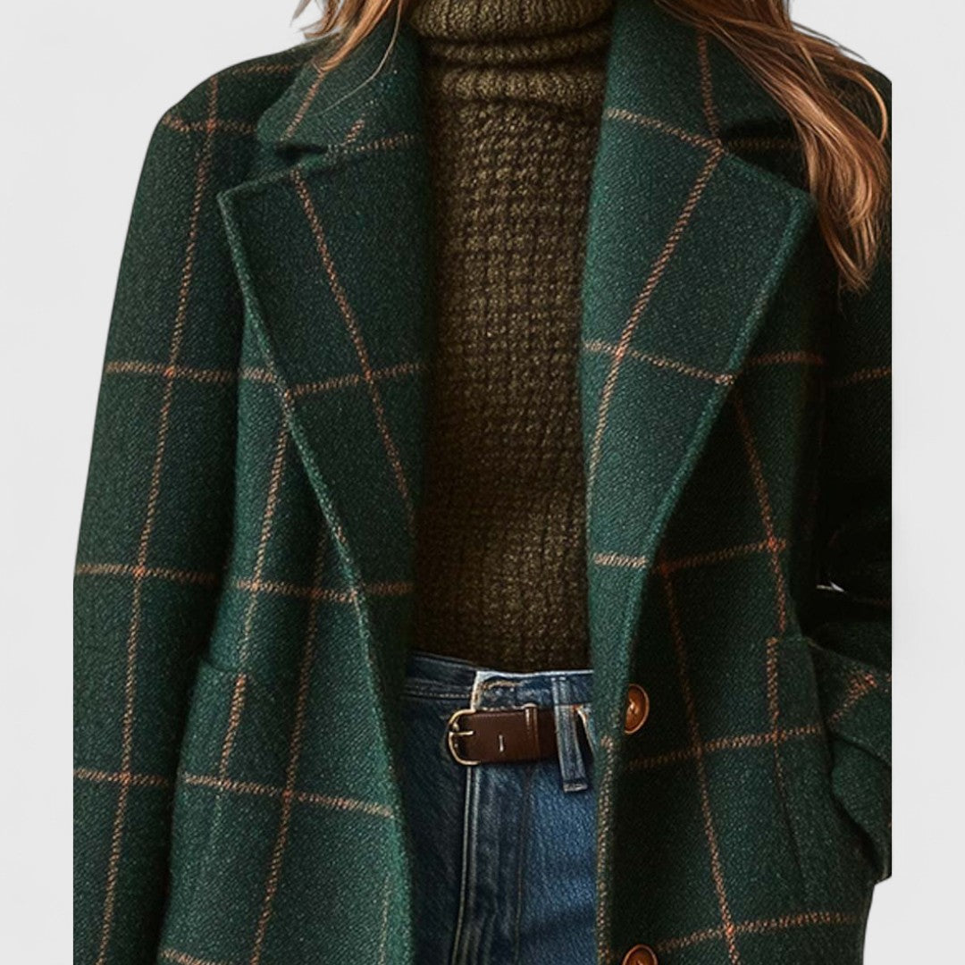 Jadranka ™ | Classic Coat with Check Pattern