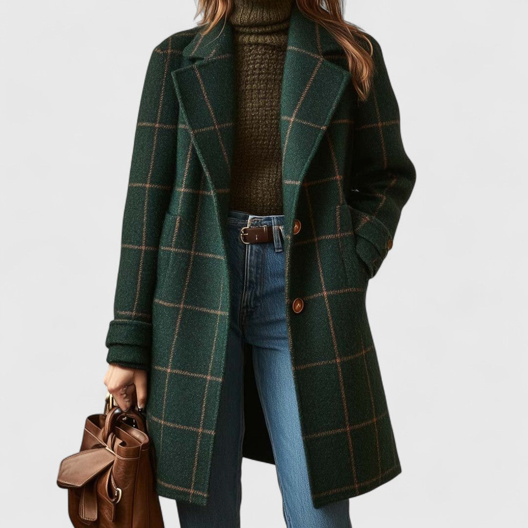 Jadranka ™ | Classic Coat with Check Pattern