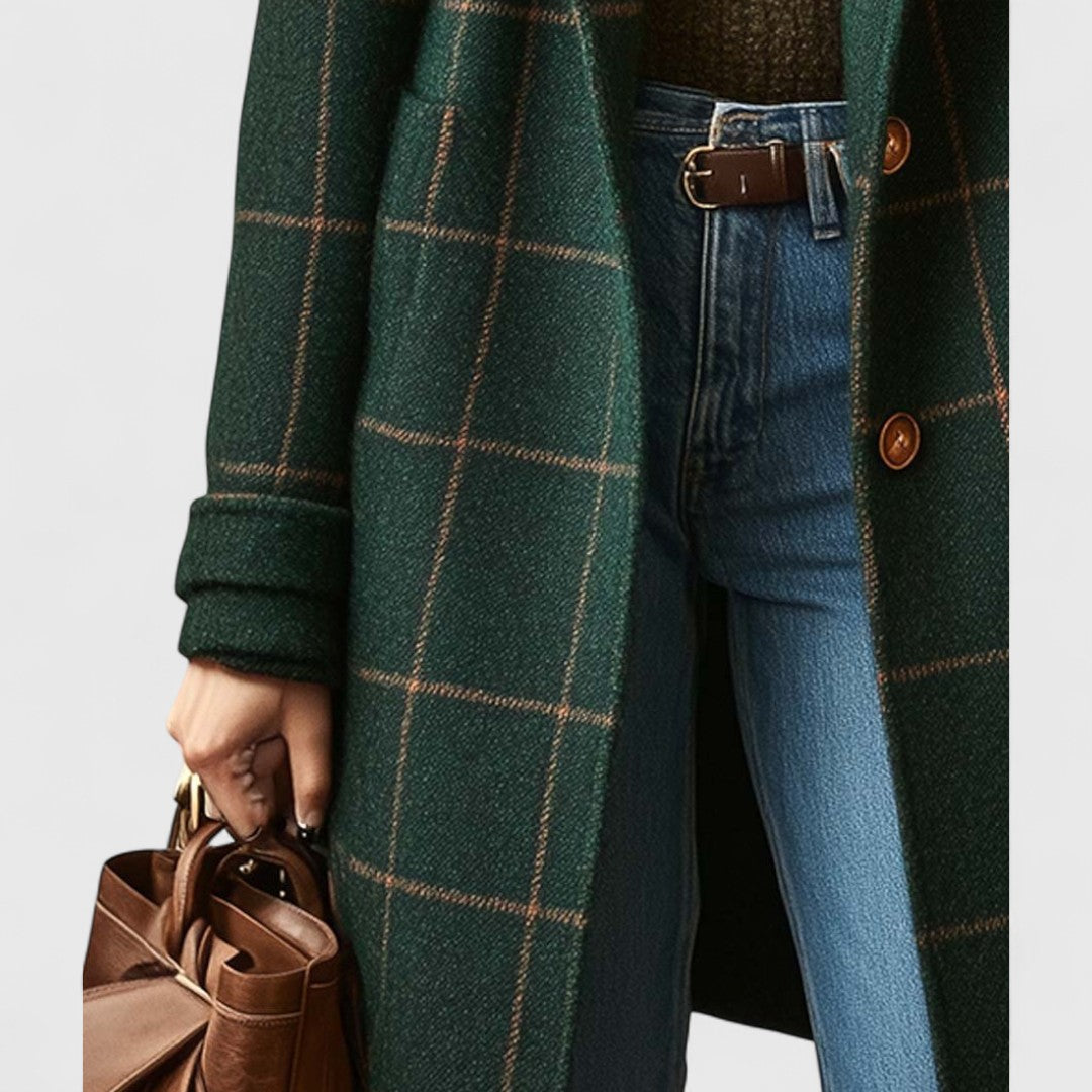 Jadranka ™ | Classic Coat with Check Pattern