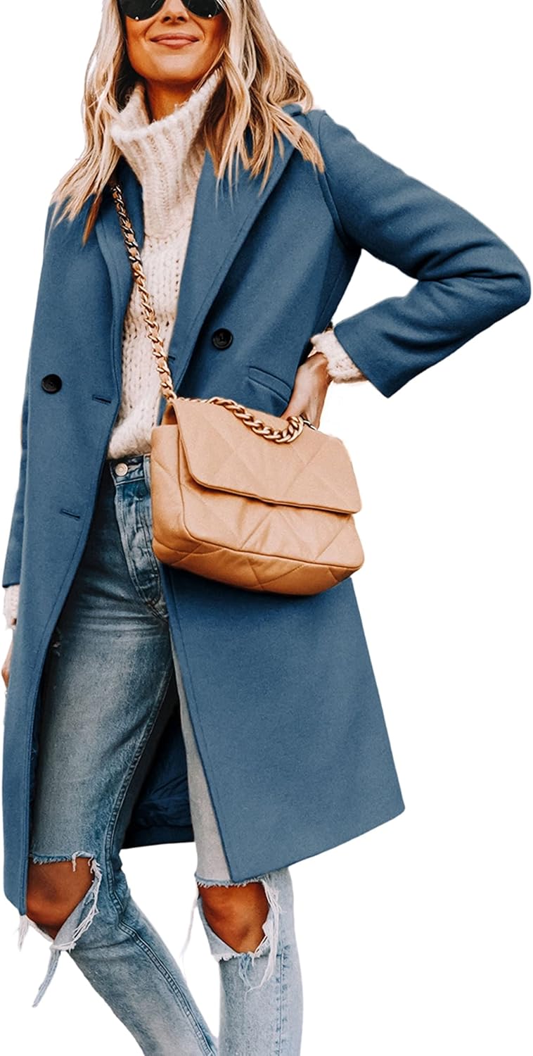 Women's Notch Lapel Longline Coat with Side Pockets