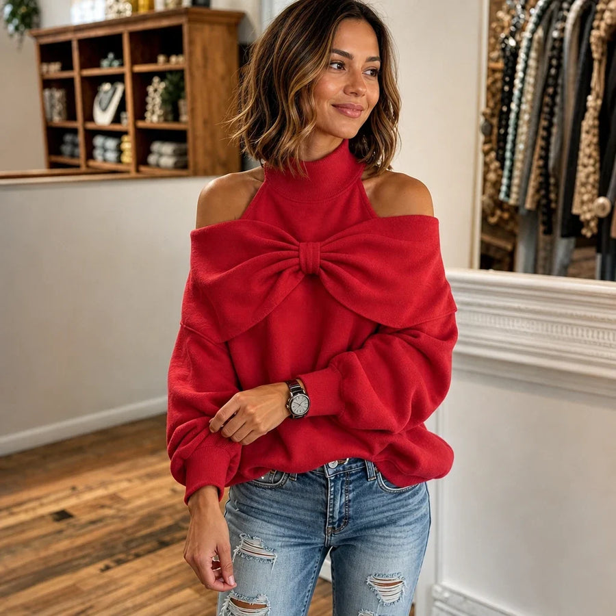 Bowelle – Oversized Bow Red Sweater