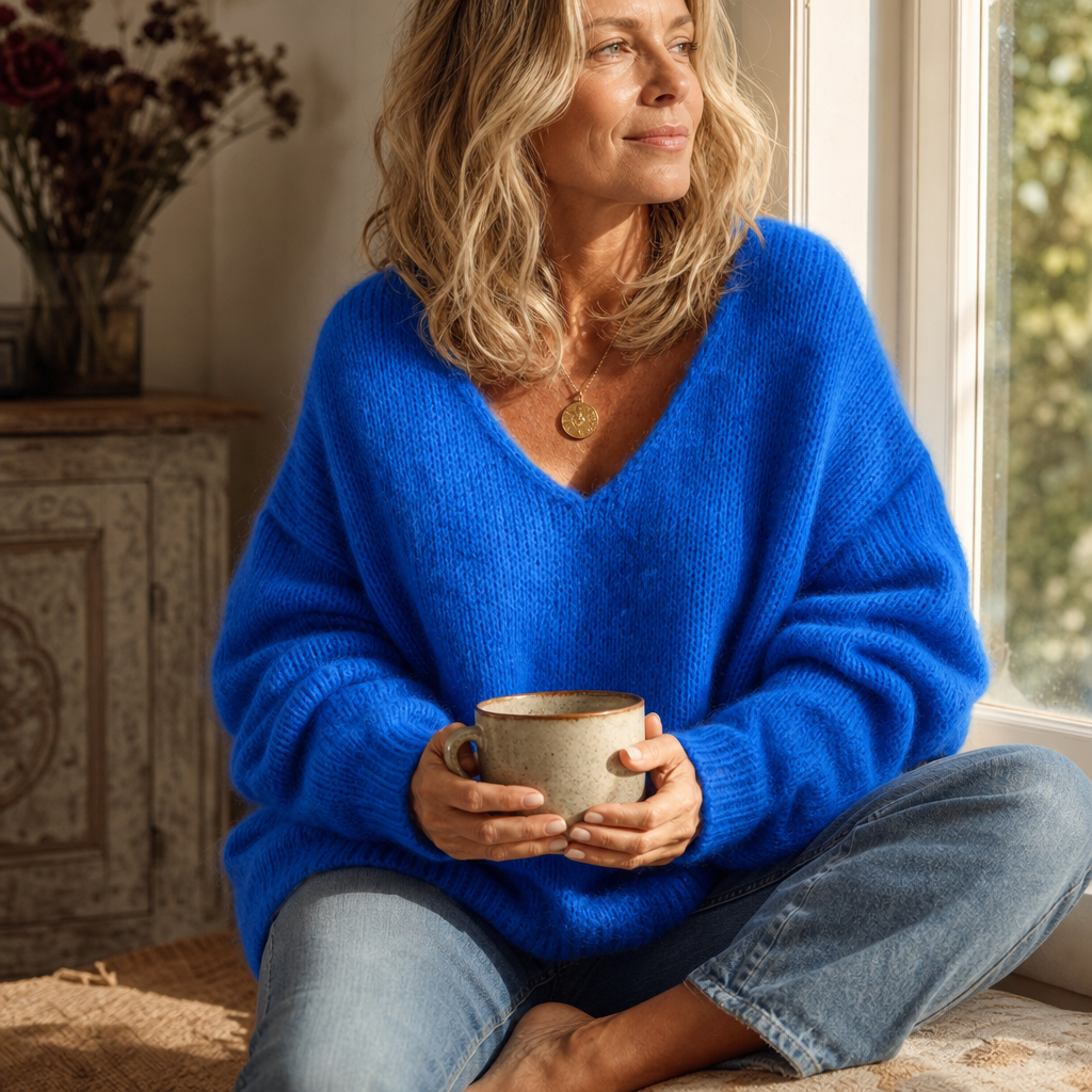 Vellora – Chunky-Knit V-Neck Sweater