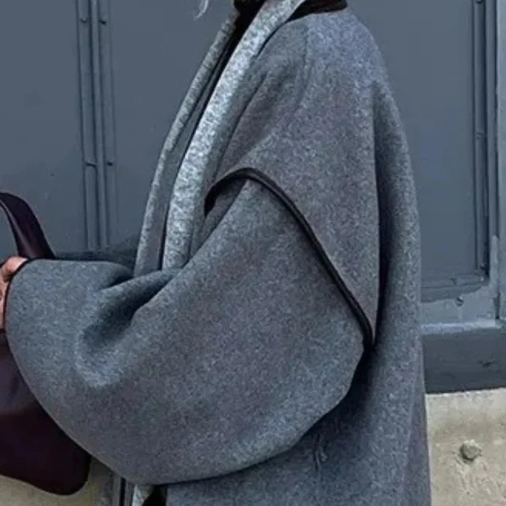 Women's Belted Wrap Jacket with Wide Sleeves