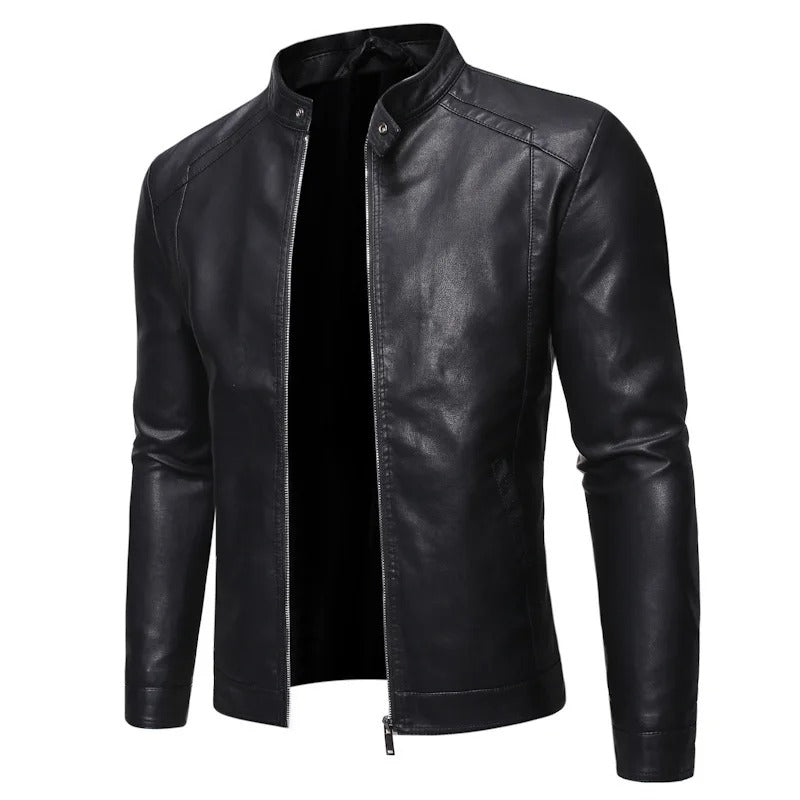Xyron | Leather Jacket with Stand-up Collar
