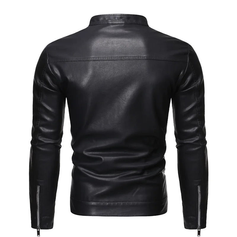 Xyron | Leather Jacket with Stand-up Collar