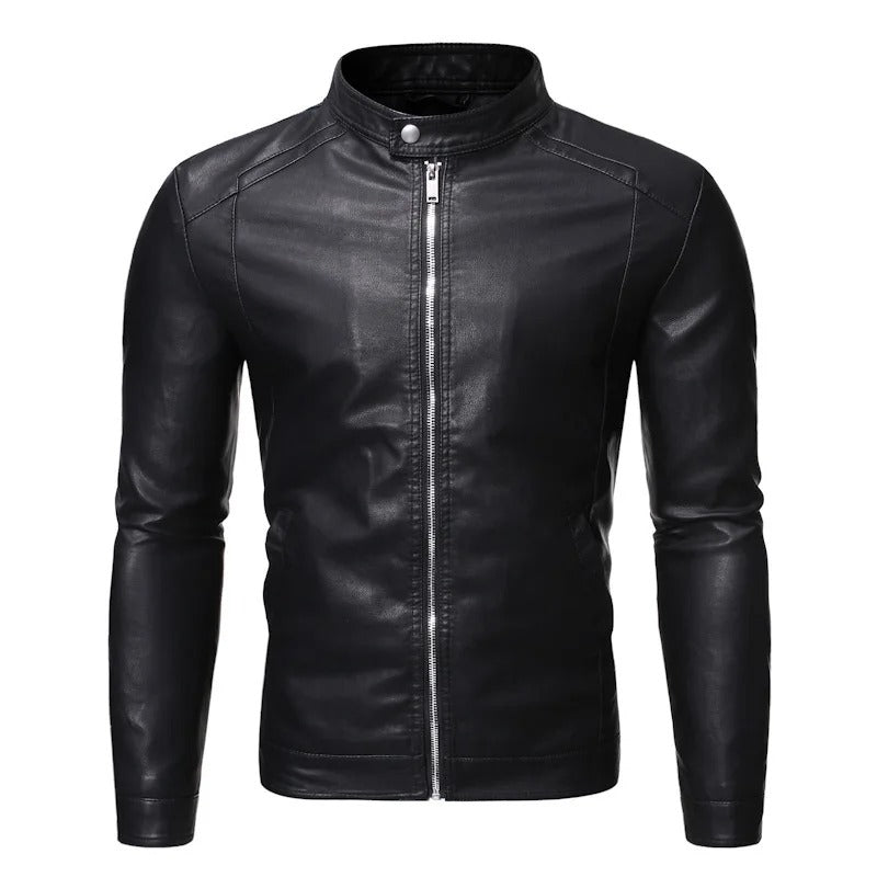 Xyron | Leather Jacket with Stand-up Collar