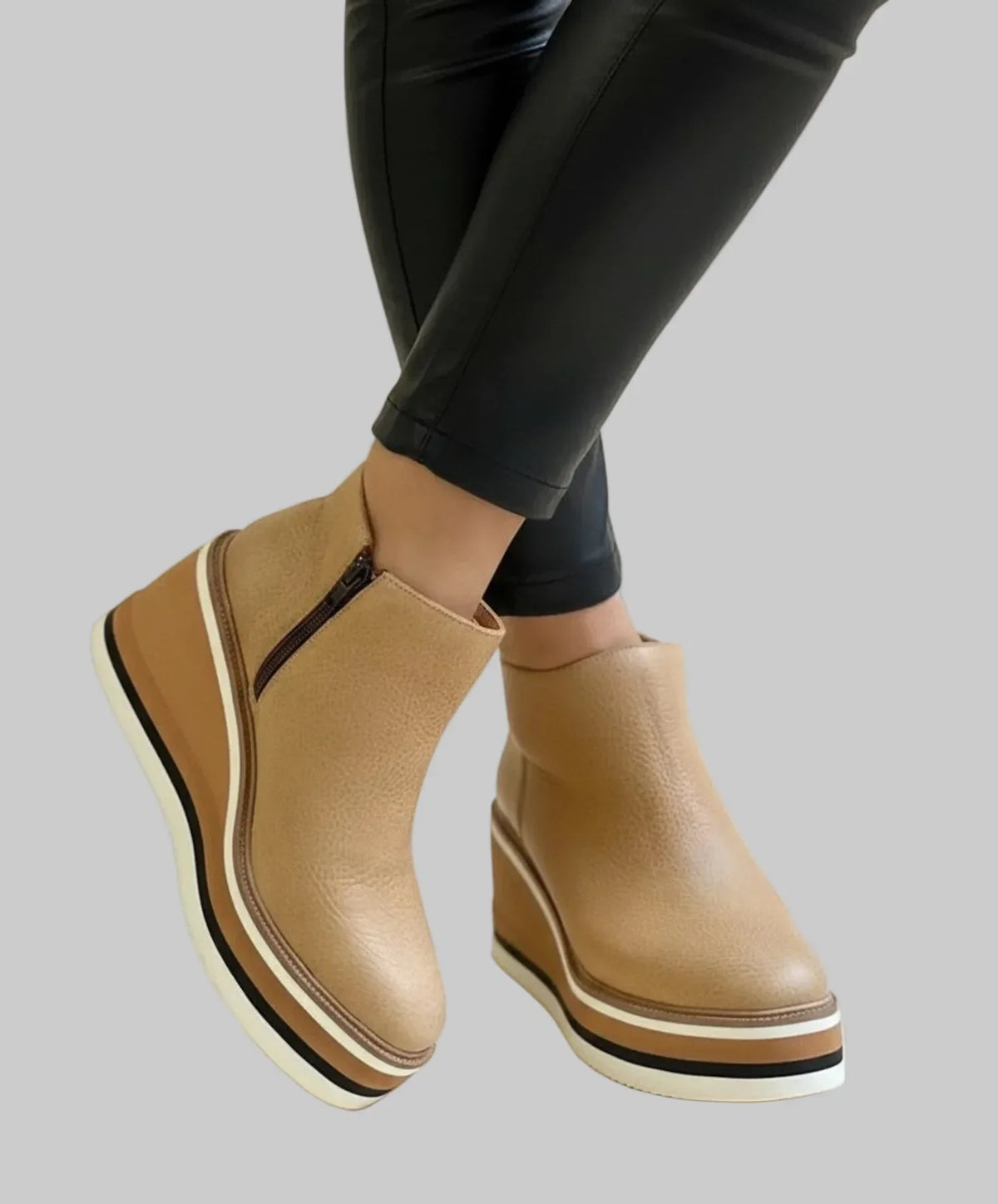 Merle | Comfortable Wedge Ankle Boots with Zipper
