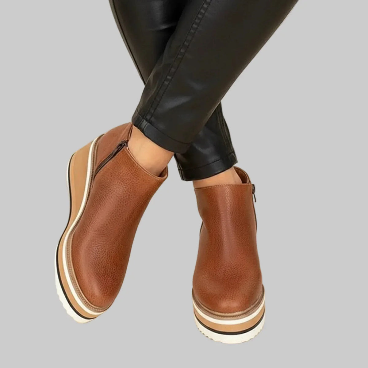Merle | Comfortable Wedge Ankle Boots with Zipper