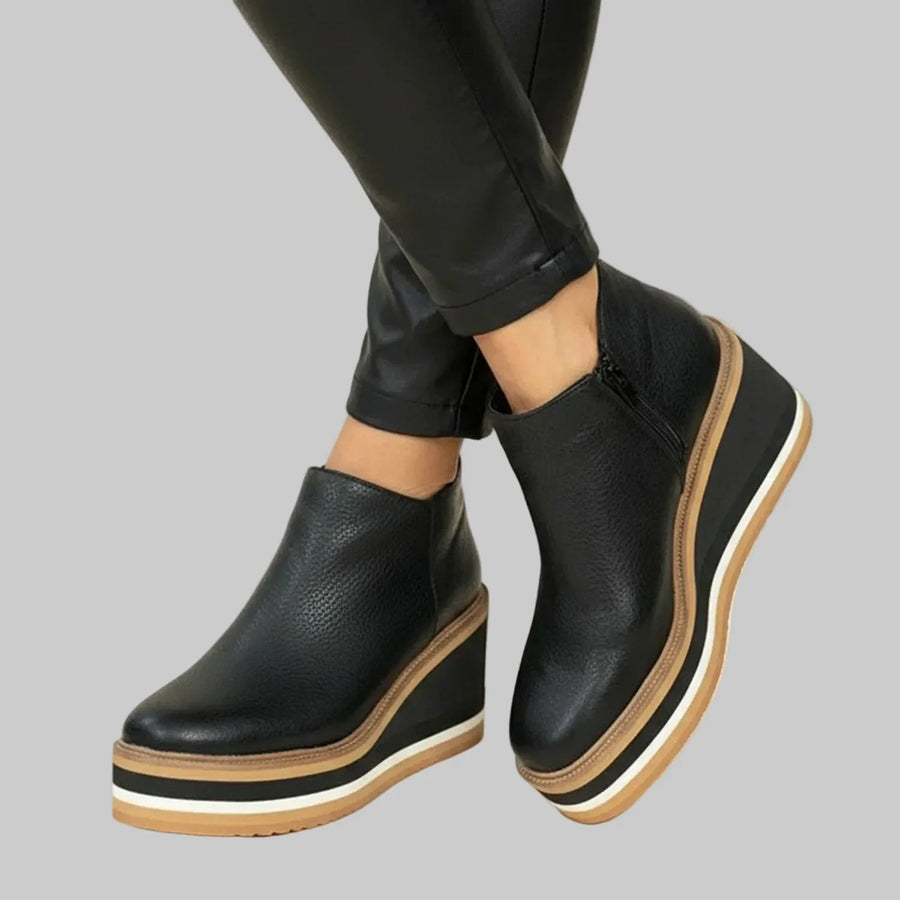 Merle | Comfortable Wedge Ankle Boots with Zipper