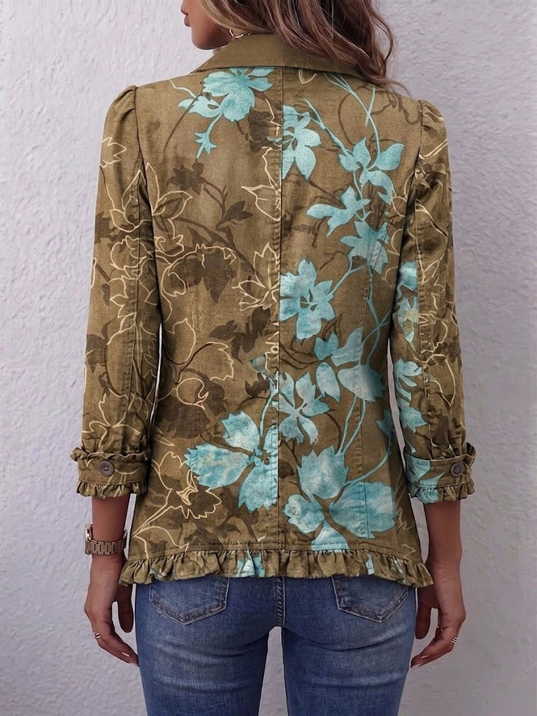 Annette | Boho Gradient Vintage Floral Ruffles Jacket