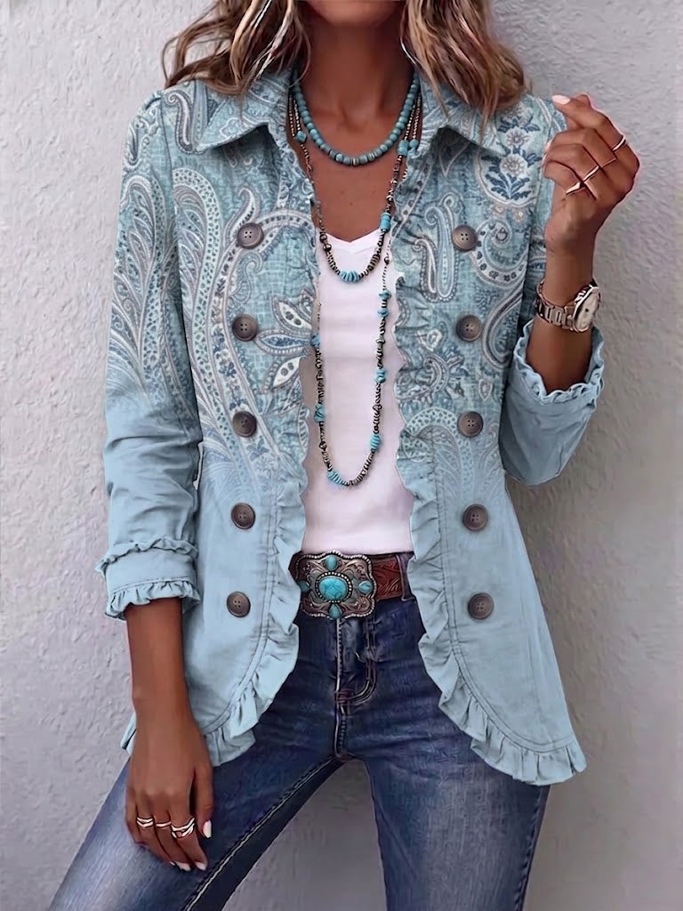 Brigitte | Vintage Paisley Print Pleated Jacket