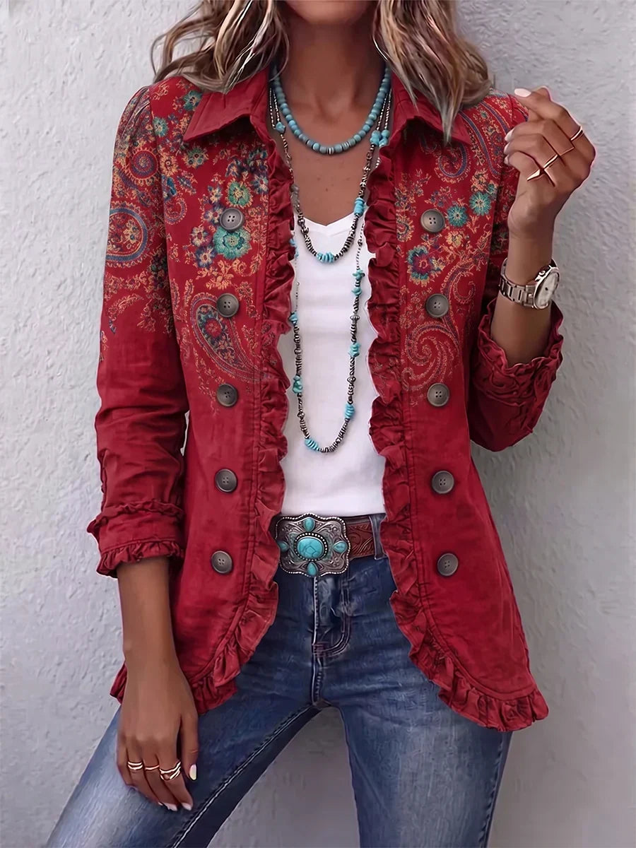 Sylvie | Bohemian Paisley Ruffle Jacket
