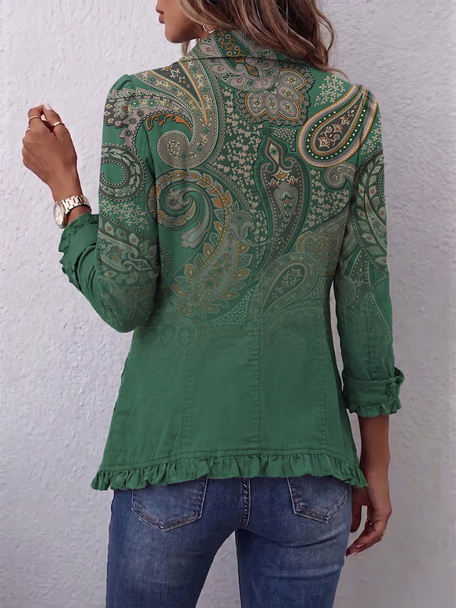 Colette | Bohemian Paisley Print Pleated Jacket