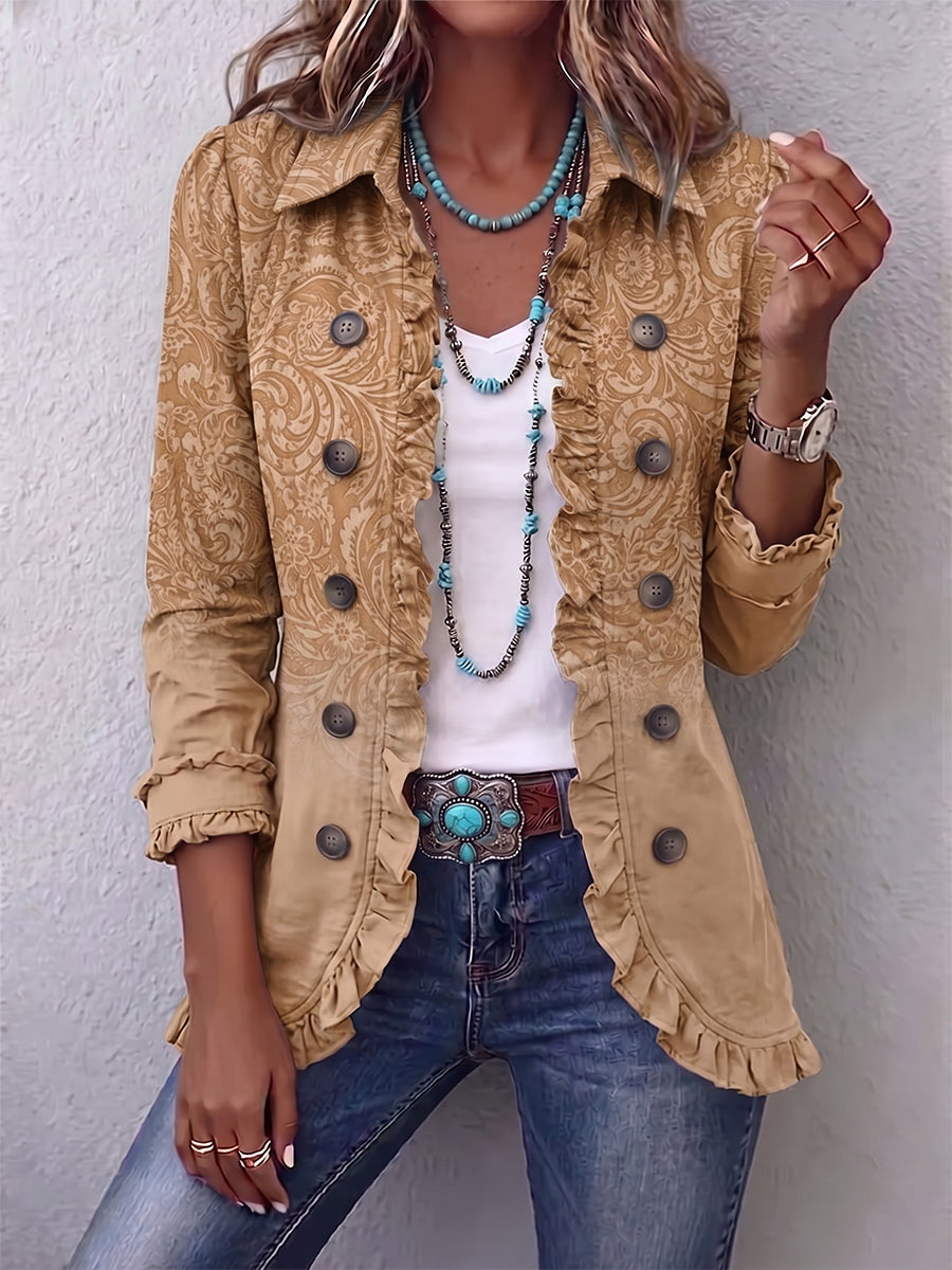 Christine | Western Pattern Print Ruffle Jacket