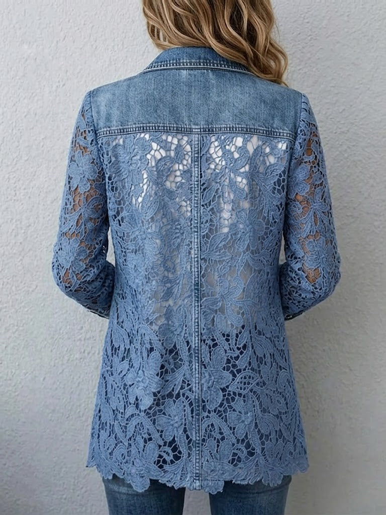 Sandra | Blazer Jacket with Floral Lace Panels