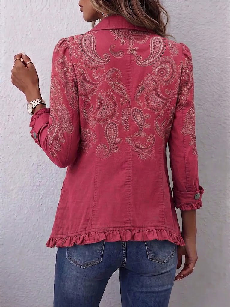 Henriette | Vintage Paisley Print Pleated Jacket