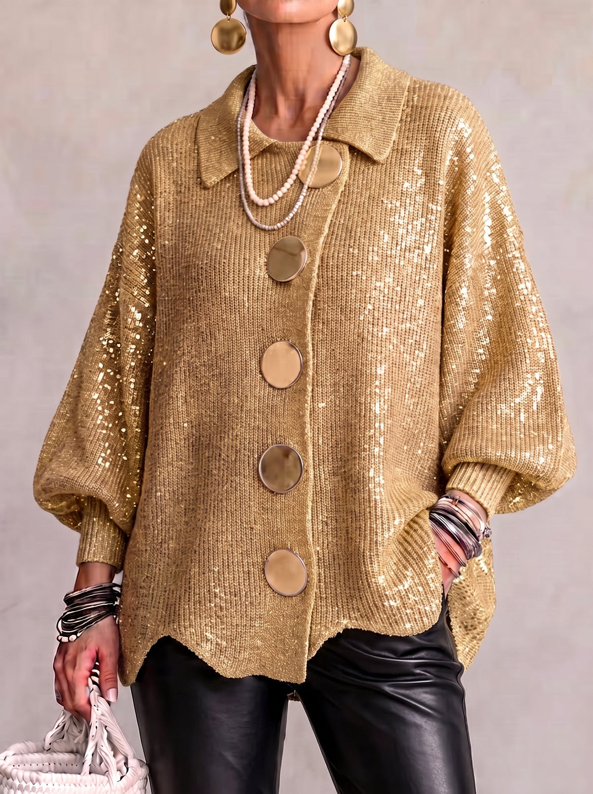 Hydrangea | Oversized Cardigan with Golden Buttons