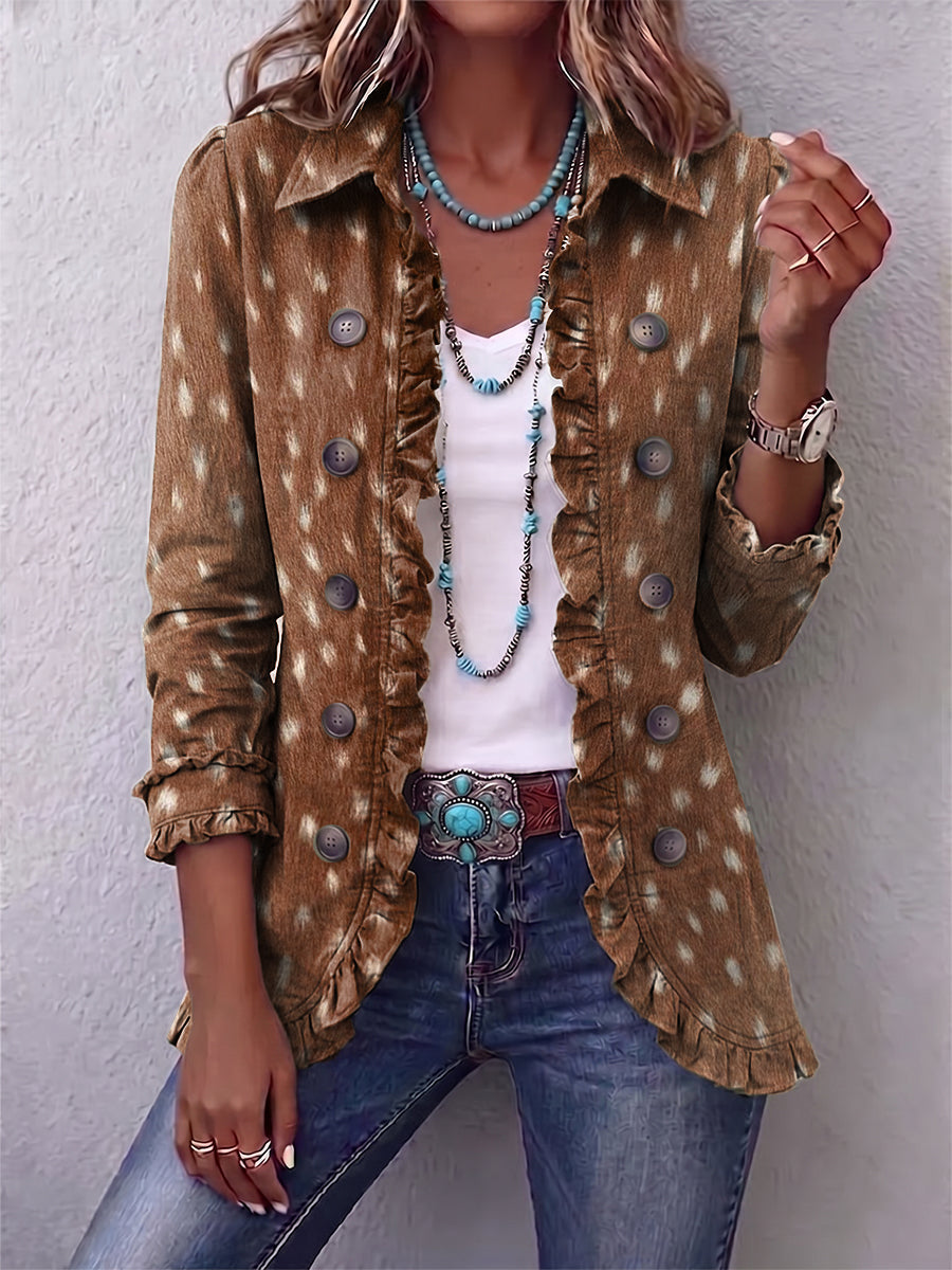 Françoise | Bohemian Animal Print Pleated Jacket