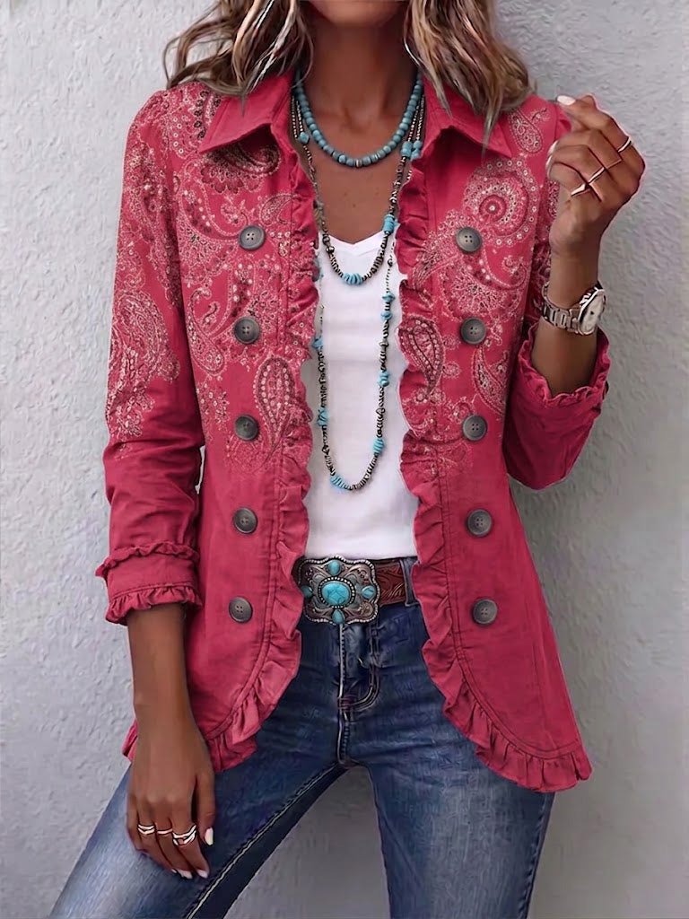 Henriette | Vintage Paisley Print Pleated Jacket