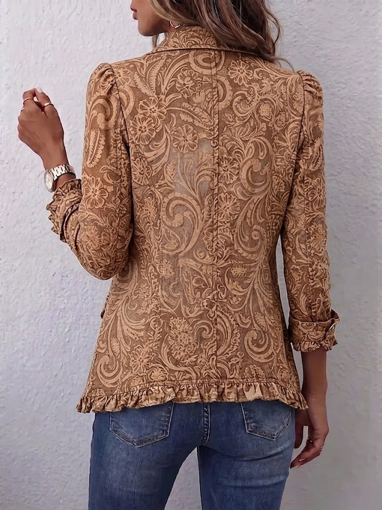 Suzanne | Vintage Bohemian Flower Print Pleated Jacket