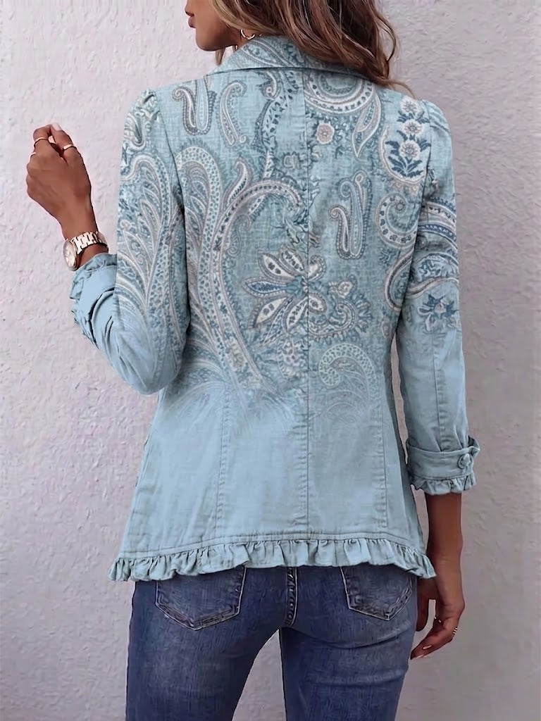 Brigitte | Vintage Paisley Print Pleated Jacket