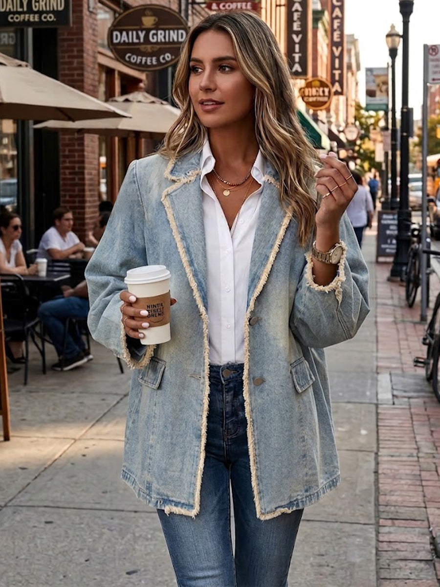 Hélène | Vintage Oversized Blazer with Raw Edges