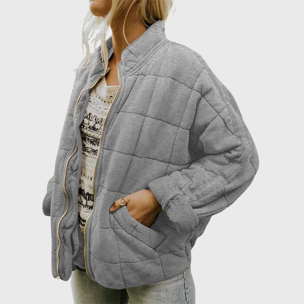 Quilted Oversized Bomber Jacket For Women