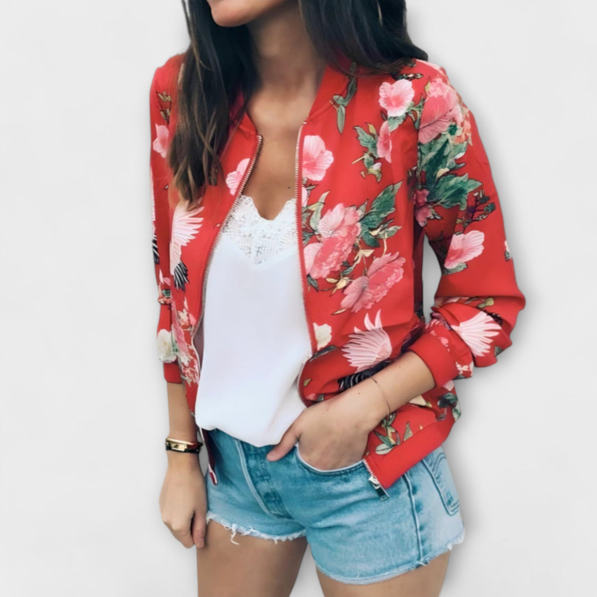Kaelin | Stylish Bomber Jacket with Floral Pattern