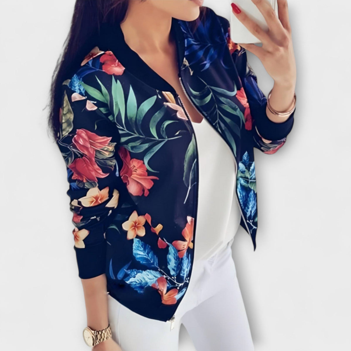 Kaelin | Stylish Bomber Jacket with Floral Pattern