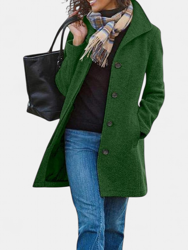GABRIELA | Casual Wool Blend Peacoat with Single-Breasted Design