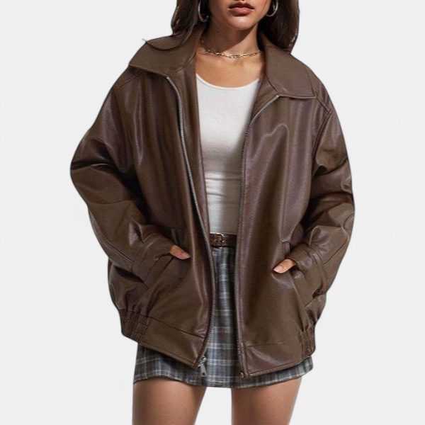 KENDRA | Women's Oversized Faux-Suede Leather Motorcycle Jacket